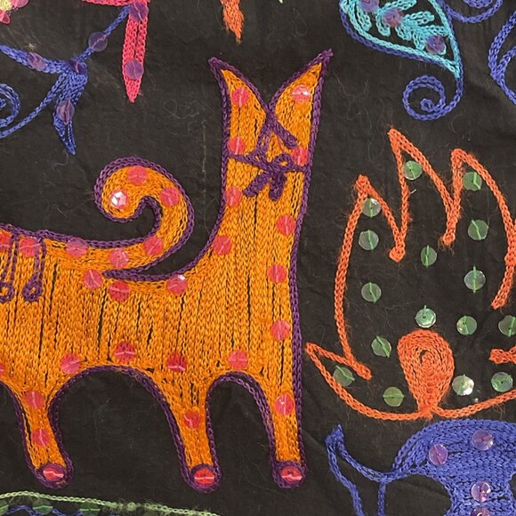 READ Vintage Passports of Pier 1 Imports Animal Zoo Embroidered Folk Vest Size M - Picture 7 of 13